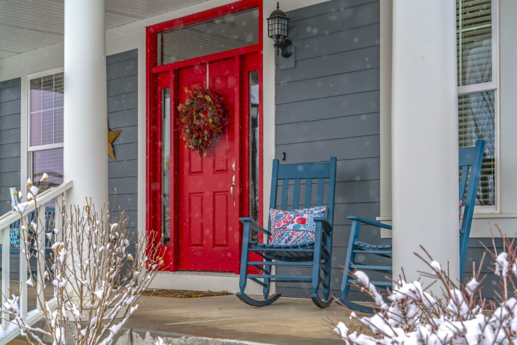Red Door With Patio