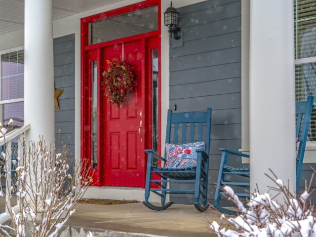 Red Door With Patio